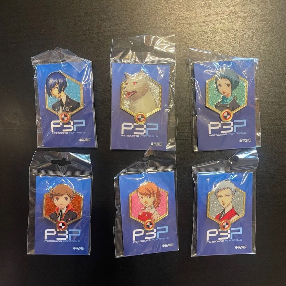 Official Persona 3 Portable Enamel Pins Lot of 6 Makoto Fuuka Akihiko Yukari Ken
